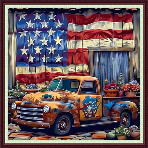 Image of Dooxvey Cross Stitch Kits for Adults Beginners,Full Range of Cross-Stitch Stamped Kits Needlepoint Kits for Beginners Embroidery Kits 11CT Cross Stitch Patterns-National Flag Flowers 18x18 inch