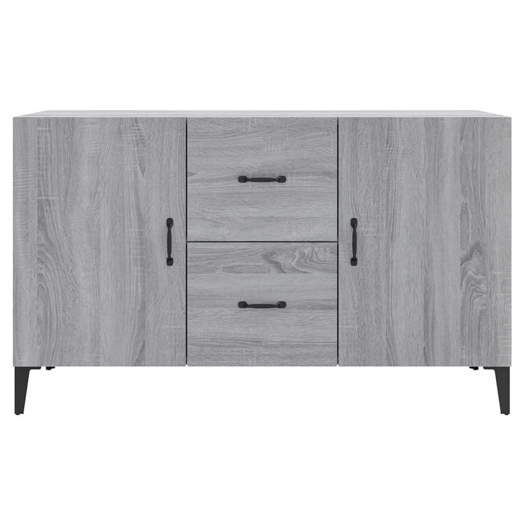 Credenza grigia Sonoma 100 x 36 x 60 cm, elegante materiale in legno con 2 ante e 2 cassetti, cassettiera salvaspazio per soggiorno, cucina, corridoio e camera da letto