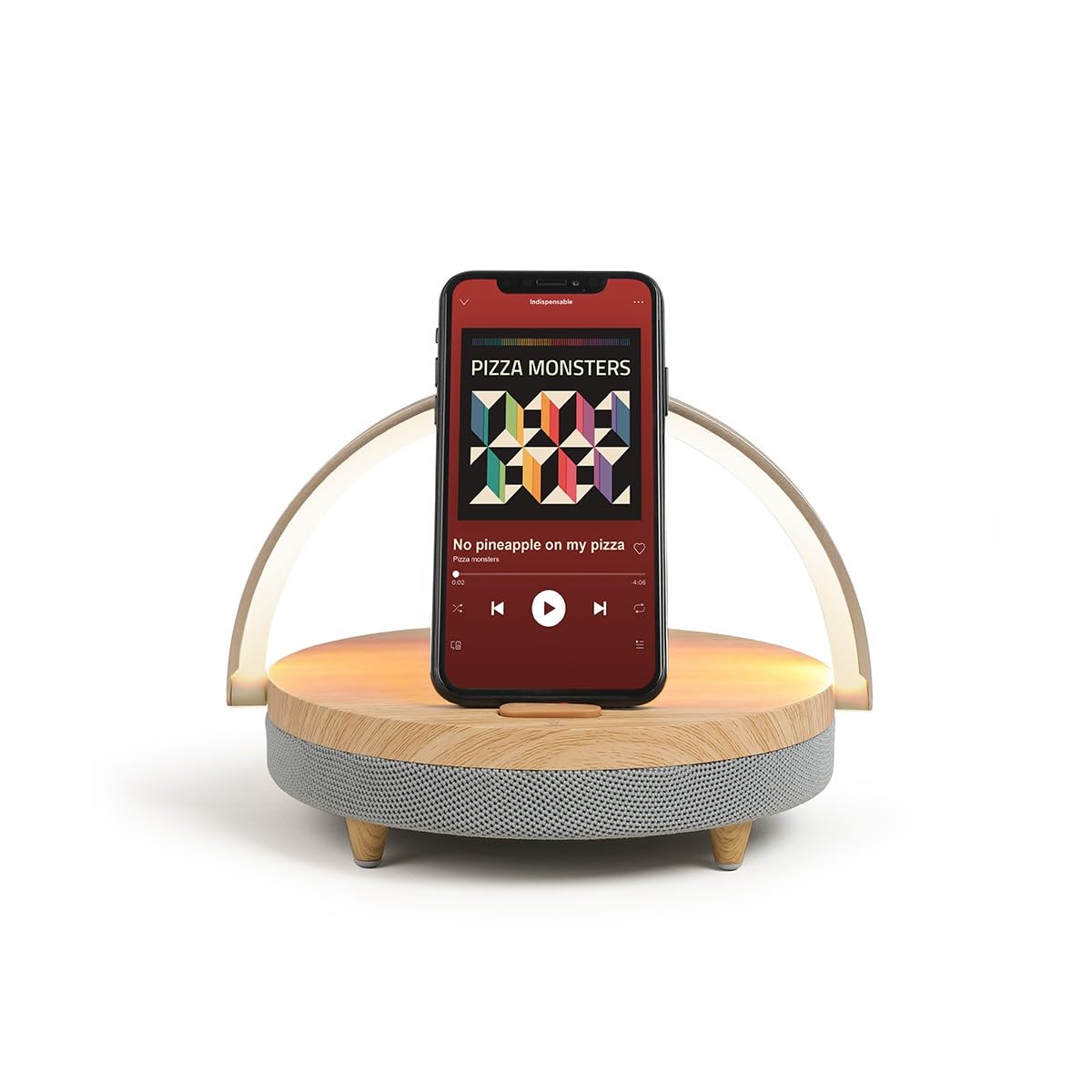 Livoo - Głośnik LED TES242 Fast Charge - Kompatybilny z Bluetooth® 5 W, szybkie ładowanie 15 W, 4 godziny słuchania, 3 tryby oświetlenia, zasięg : 10 m, certyfikat QI, kompatybilny ze wszystkimi