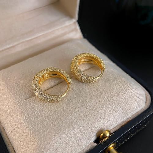 Image of Estailo Fashion Gold Womens Textured Gold Hoop Earrings