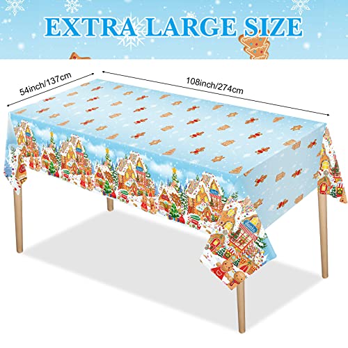 Tiamon 3 Pcs Gingerbread Man Tablecloths Plastic Christmas Gingerbread Table Covers Waterproof Xmas Table Cloths for Christmas Family Gathering Winter Holiday Birthday Party Supplies, 108 x 54 Inch – Image 3