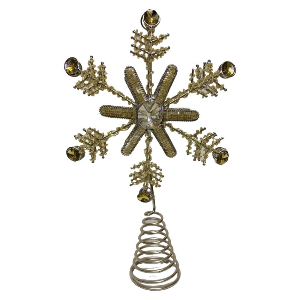 Wanna Party Golden Snowflake Christmastree Topper for Xmas Home Decoration, Festive Ornament Decor,Christmas Tree Topper Star Ornament