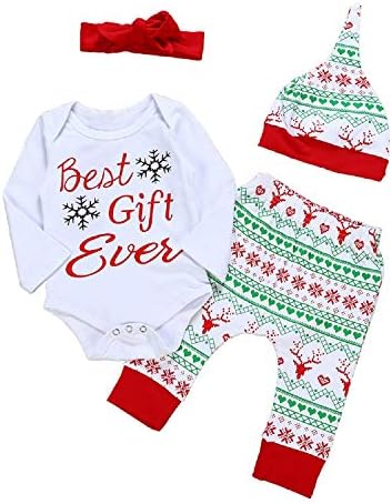 Unmega Baby Boy Girl Christmas Clothes Xmas Outfit Elf Romper Bodysuit Deer Pants Set