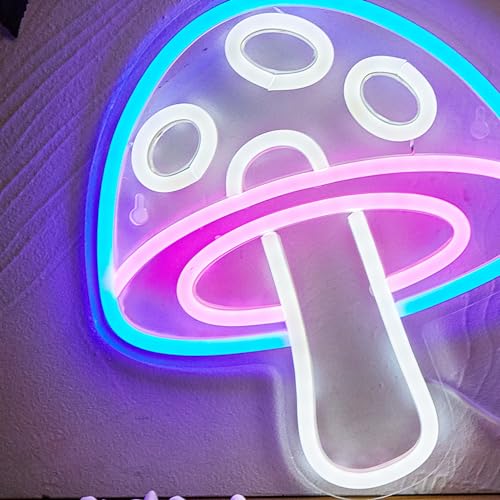 Image of LED Neon Mushroom Cute Neon Sign, USB Powered Neon Signs Night Light, 3D Wall Art & Game room Bedroom Living Room party Decor lamp for Children Kids Girls Boys