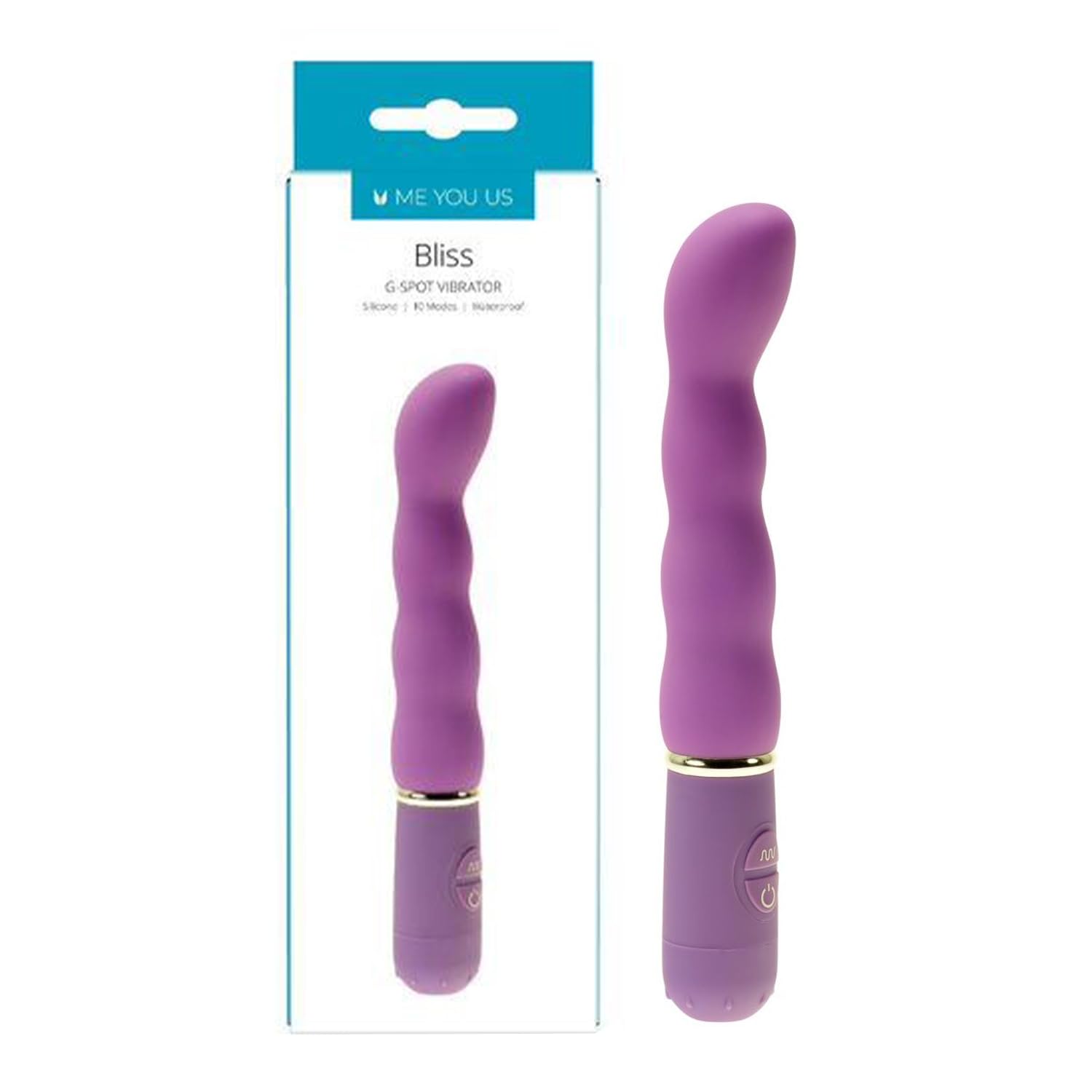 Me You Us Bliss G-Spot Vibrator Purple Curved Silicone Vibrator with 10 Vibration Modes Angled Head for Precision