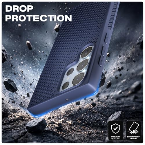 Image of Pikkme Back Cover for Samsung Galaxy S23 Ultra 5G | Honeycomb Cooling Design | Silicone Heat Dissipation | Mag-Safe Compatible | Shockproof Camera Protection Bumper Case (Blue)