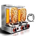 Li Zhen Shawarma Machine Vertical Rotisserie Gyro Machine Commercial Turkish Kebab and Grilled Chicken Machine with 3 Burner,Silver