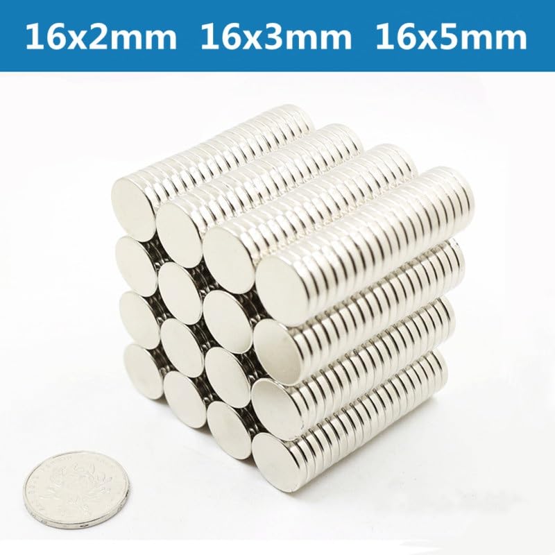 10/20/50 PCS Dia 16mm Ultra Neodymium Round NdFeB Magnetic Super Disc 16x2mm 16x3mm 16x5mm Magnet(20 pcs 16x2mm)