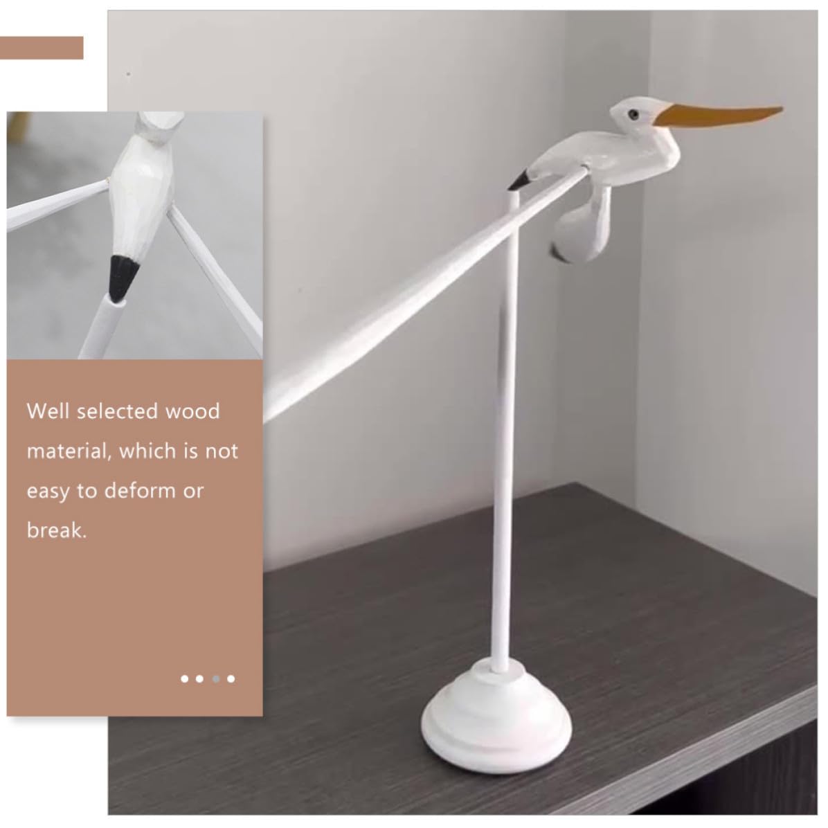 Didiseaon 3 Pezzi Statuetta in Legno Bianca per Decorazione Casa e Aula | Oggetto da Tavolo Bilanciato, Idea Didattica per Insegnanti, Design Curato, per Interni e Mensola