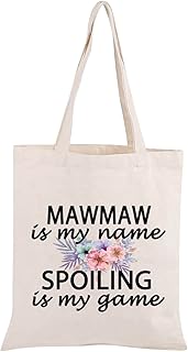 PWHAOO Grandma Mawmaw Gift Mawmaw Is My Name Spoiling Is My Game Tote Bag Canvas Best Mawmaw Ever Shopping Bag (spoiling Mawmaw Tote)