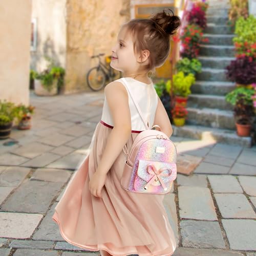 Image of I IHAYNER Girls Bowknot Cute Leather Backpack Mini Backpack Purse for Women