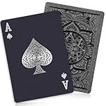 Aomaic Playing Cards Plastic Playing Cards Deck of Cards Waterproof Poker Cards Black Standard Playing Card for Adults Cool Premium Poker Card Set for Gift Camping Beach Pool Party Table Games