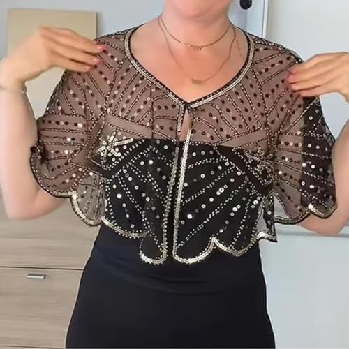 Vintage Lace Beaded Shawl, Soft Mesh Fringe Wraps, Shawls and Wraps for Evening Dresses, Shawls Wrap Lightweight2