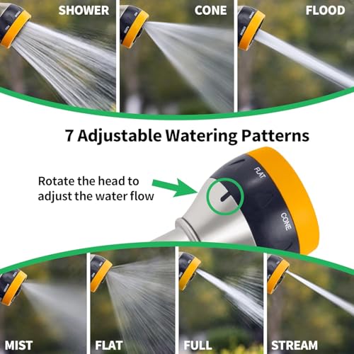 Image of AUTOMAN Garden Nozzle Sprayer, 2 Pack High Pressure Spray Nozzle, 100% Metal Water Hose Nozzle, 7 Patterns Watering Nozzle, Heavy Duty Sprayer Garden Nozzle for Watering Plants & Lawns, Washing Cars