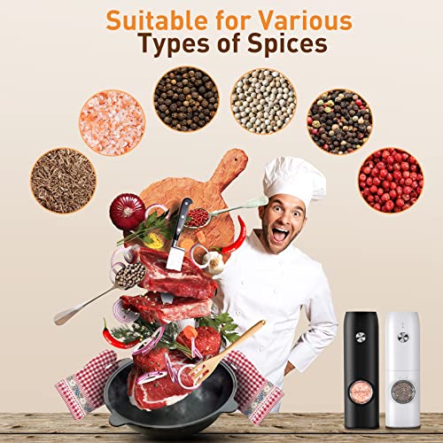 Electric Salt and Pepper Grinder Set, Rechargeable Automatic Pepper Mill Grinder with LED Light, Adjustable Coarseness shakers, One-Hand Operation... - Image 5