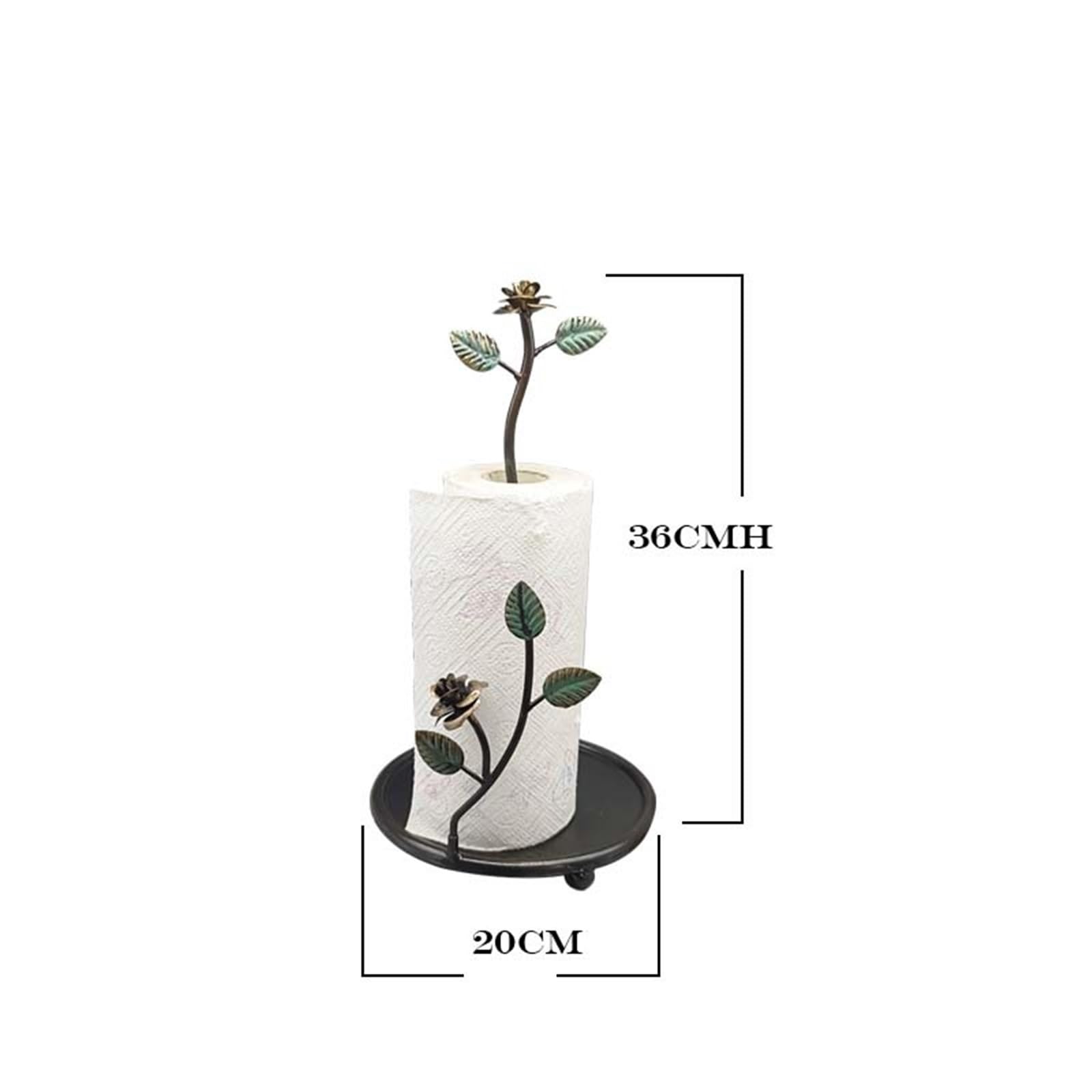Porte-Rouleau de Cuisine Porte-Serviettes en Papier de Cuisine en Fer forgé à Motifs de Roses Porte-Rouleau de Papier(Green)