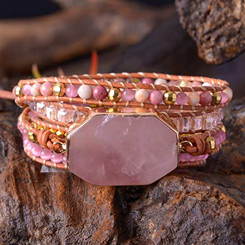 Image of YGLINE Boho Handmade Natural Stone Wrap Bracelets Jasper Crystal Beads Bracelet Jewelry