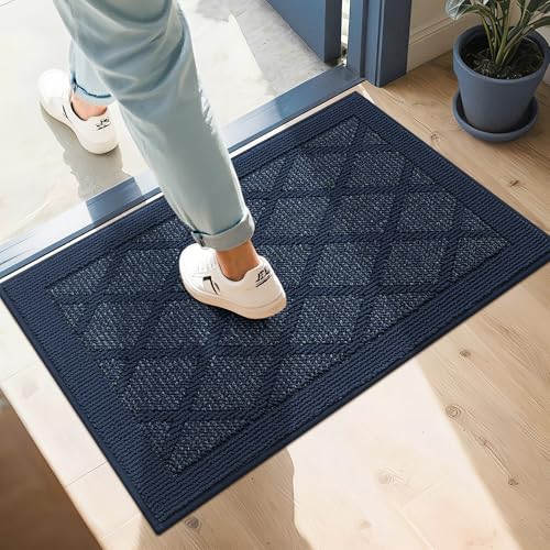 COSY HOMEER Non-Slip Door Mat 20"x32", Entryway Rugs Low Profile Absorbent Dirt Trapper Doormat for Front Entrance, Washable Polypropylene Entry Mat (Beige) Beige 2'8" x 1'8" (Rectangular)