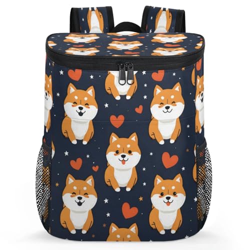 CNNINGYI Large Waterproof Insulated Cooler Backpack, Corgi Dog Leak Proof Backpack 30 Cans, Dog Pattern Lightweight Cooler Bag for 12h Hot/Cold Retention