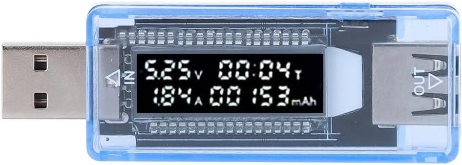 USB Voltage Current Meter With LCD Display For Monitoring Charging Data On Mobile Devices Computers Power Banks And Laptops Measures Voltage 3 To 9V Current 0 To 3A Capacity Up To 9999mAh