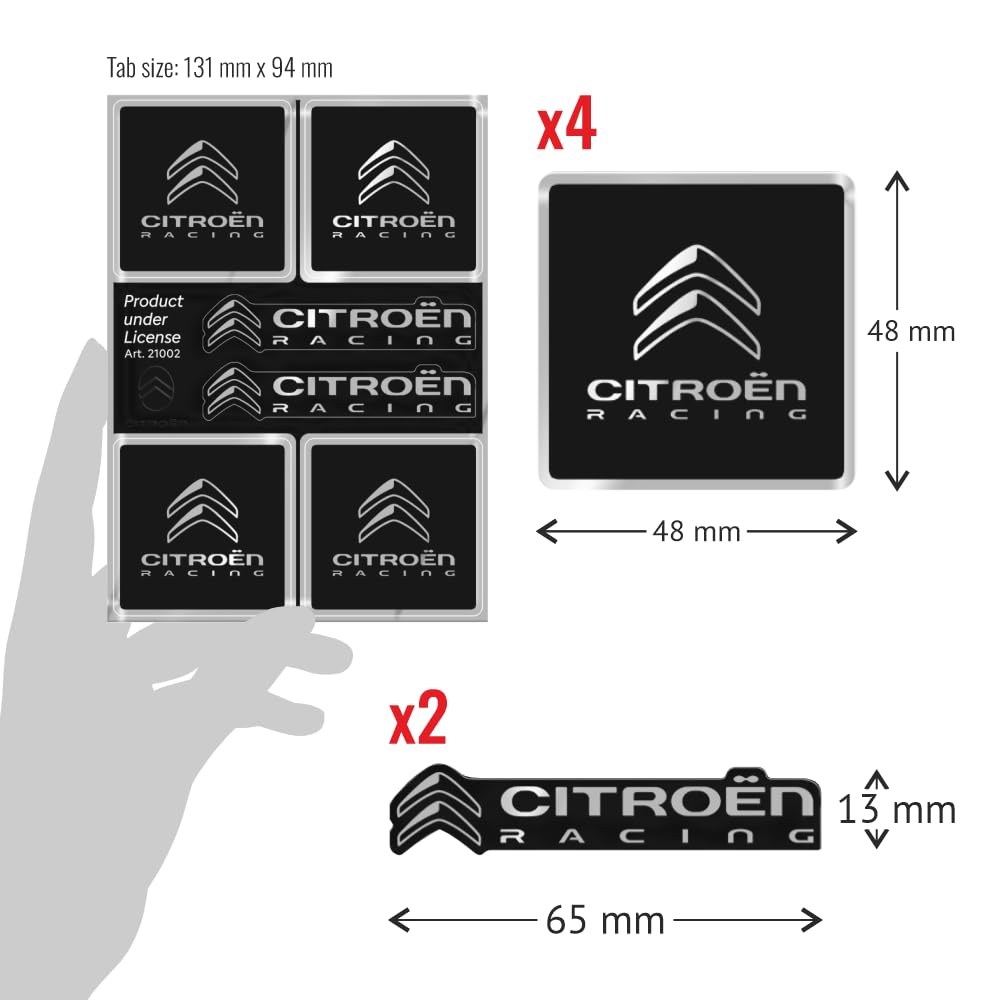 Citroen Racing Pegatinas Oficiales 6 Logotipos, Negro