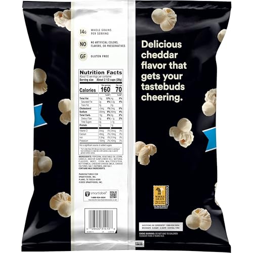 Image of Smartfood Popcorn, White Cheddar, Gluten Free, 9.75oz Party Size Bag