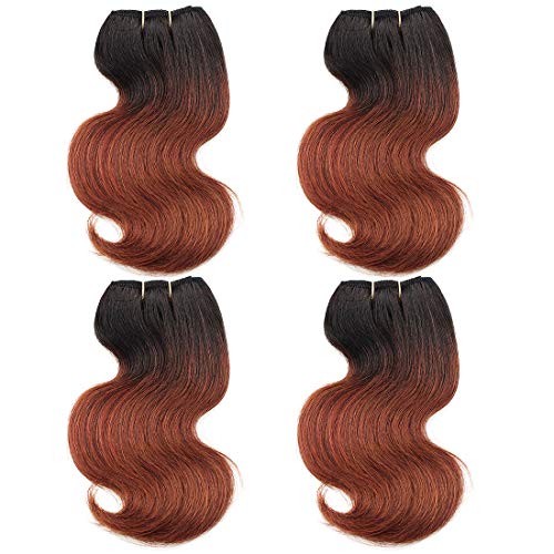8 Inch Ombre Bundles Body Wave Human Hair T1B/33 Ombre Hair Weave 4pcs For Bob 200g/Pack Honey Brown Two Tone Short Brailian Hair Extensions Body Wavy Human Hair Quick Weave(8inch4pc, T33)