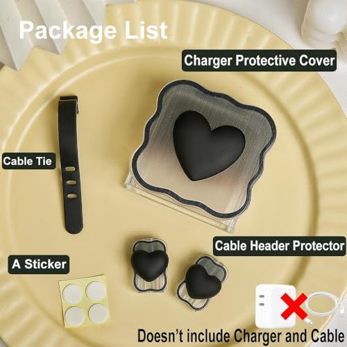 Image of FACTOTECH Case for MacBook & iPad Charger, 29w 30w 35w Charger Case, Travel Cord Organizer, Accessories (for Apple 29w 30w 35w Adapter)-Black Heart