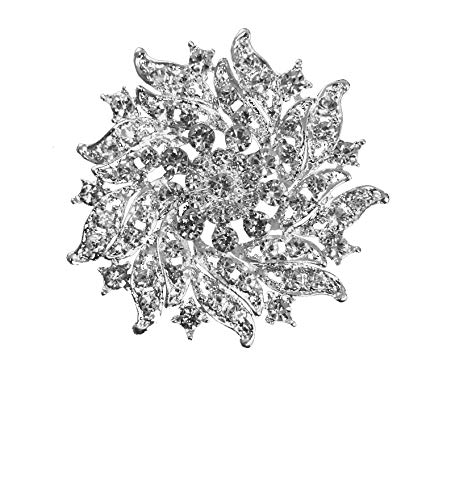 3 pcs Silver Gorgeous Luxury Sparkling Rhinestone Brooches, Kyezi Design & Craft Big Pearl Crystal Wedding Bouquet Kit DIY Set Invitation Decoration (Style A2, 3 Brooches) by Kyezi Design and Craft - Used condition - US$4.12