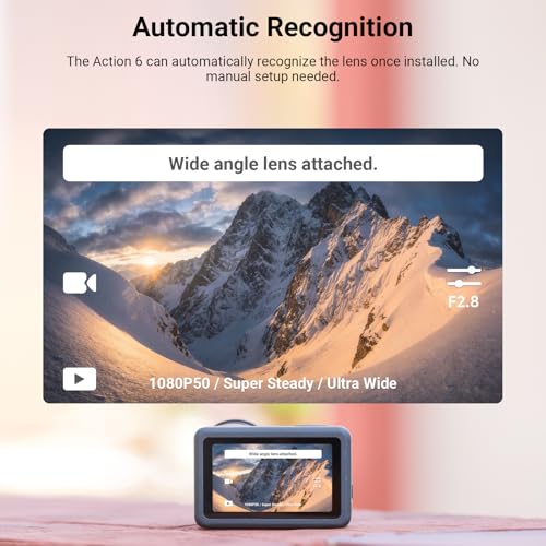 Image of NEEWER Wide Angle Lens Compatible with DJI Osmo Action 6 Only, 180 FOV Multicoated HD Optical Glass 3 Elements 3 Groups Screw On Action Camera Lens Photography Accessories, FL-B53