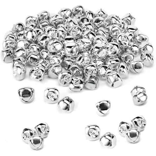 MCPINKY 170PCS Jingle Bells Mini Bells for Crafting for Gift Decorations DIY Gift Bags 0.5 Inch Silver