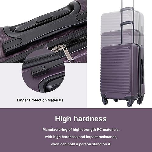 Travelhouse luggage,Hardside Carry On Travel Suitcase with Spinner Wheels, Multi-directional Spinner Wheels Uprigth Lightweight Underseater for Airplanes (Purple)2
