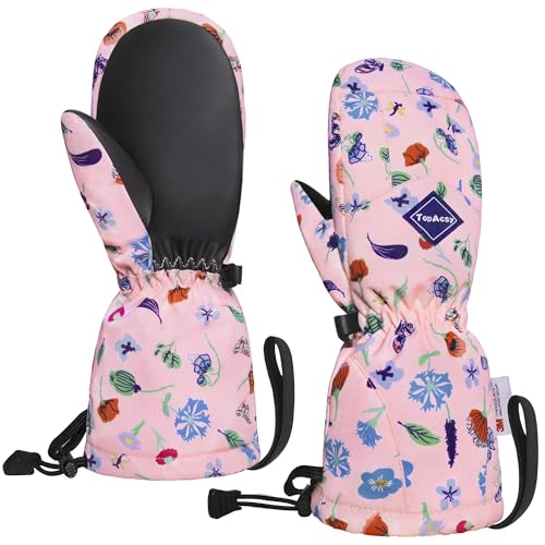 TopAcsy Guantes de esquí para niños, impermeables, cálidos, guantes de nieve para niños y niñas