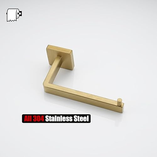Miniatura 9 de JQK Soporte de papel higiénico dorado, dispensador de papel de seda de acero inoxidable 304 de 5 pulgadas de grosor de 0.031 in para baño, soporte