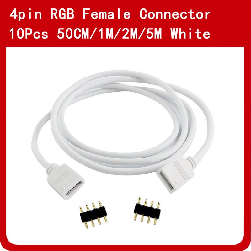 Wiring Connecting Terminals 10pcs 50cm/1m/2m/5m 4Pin Extension Wire Cable Cord Connector RGB LED Strip Connector Wire with Needles for 5050 3528 RGB Light - (Package: 10pcs 50cm)