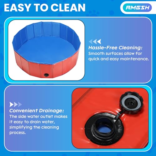 AMGSH Dog Whelping Box, Foldable Birthing Pool for Dogs, Whelping Pool for Puppies, Portable Plastic Swimming Pool & Bath Tub for Dogs, Red (47.2" Dia. × 11.8" H (120cm × 30cm)) by AMGSH - Image 5