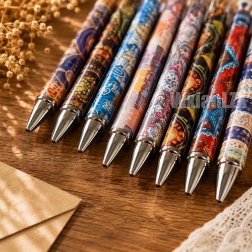 10pcs Ballpoint Pen Set with Greeting card and Clear Plastic Packing box Bohemian Love Inspire Writing Smooth Best Gift for Office Stationery Lovers Bohemia - Image 5