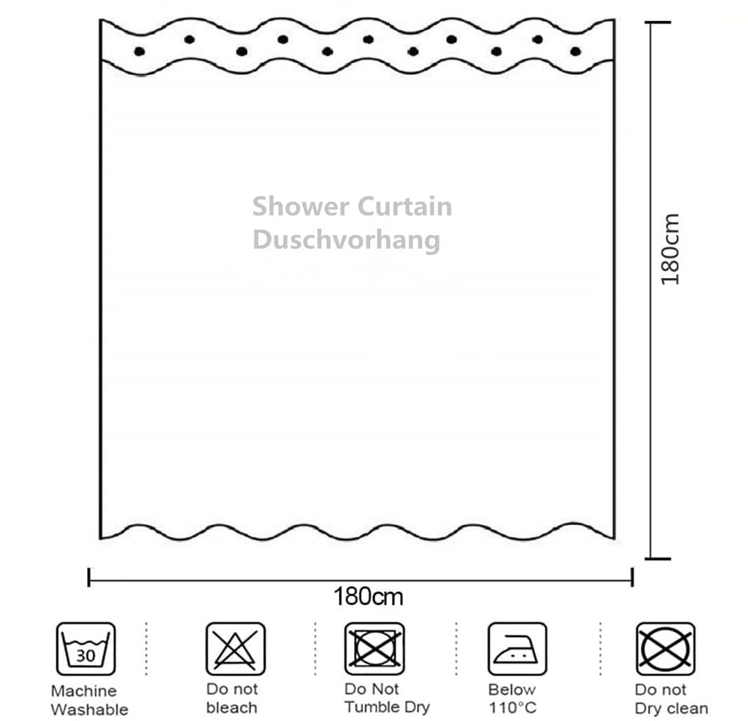 goodbath Dolphin Shower Curtain, Ocean Sea Anti Mould Fabric Waterproof Bath Curtains for Bathroom with 12 Hooks, 180x180cm - Image 2