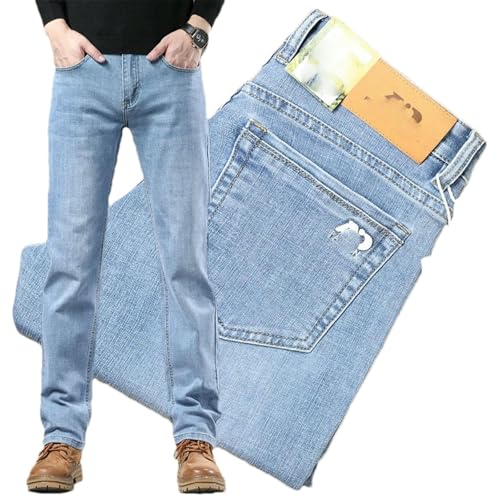 Business Straight Jeans Men's Spring Summer Thin Classic Straight Slim Denim Pants Comfortable Male Trousers