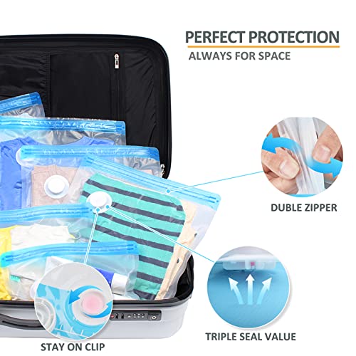 Vmstr 8 Pack Travel Vacuum Storage Bags With Usb Electric Pump, Compression Storage Bags For Clothes, Medium Small Space Saver Bags For Travel #TOP2