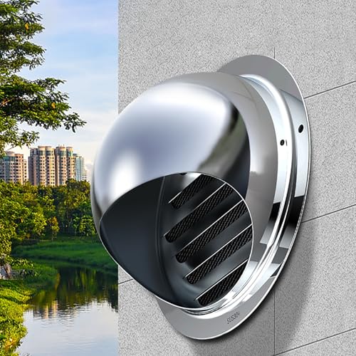 Bouchon d'aération inox rond avec persiennes et gants pour soffite de maison