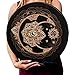 RNCOZE 10 Inch Shaman Drum with Drumstick, Hand Designed Alchemy Moon Drum, Round Vintage Percussion Instrument, Spiritual Music Symbol, Sound Healer Shaman Drum for Musici Party(Black)