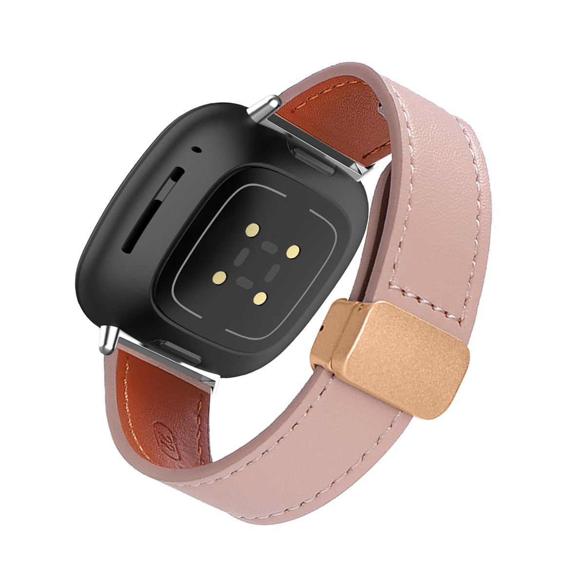 Lederarmband Für Fitbit Versa 4 / Sense 2 – Echtes Leder, Verstellbar, Mit Roséfarbener Schnalle