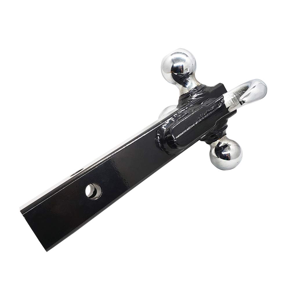 Heavy Duty Solid Shank Tri-Ball Hitch Mount with Hook Triple Ball Hitch Receiver with Hook Solid Shaft 2x2 Inch Solid Tube Trailer Hitch Receiver Triple Ball Hitch Extension with Hook
