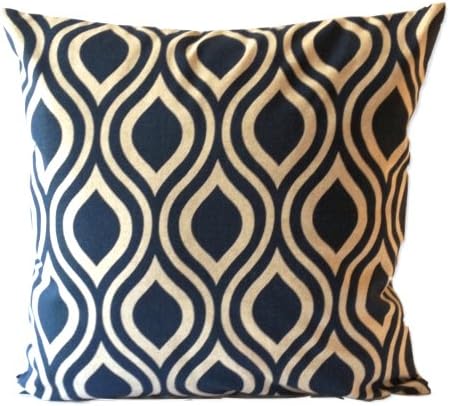 Nora Quinonez Set of 2 - Lattice Design Decorative Throw Pillows Covers -Medium Weight Cotton Print- Invisible Zipper Closure (Navy Blue/Tan, 16X16 Pillow Cover Only)