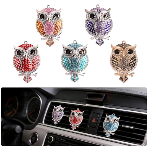 Image of 5 PCS owl Car Decor, Cute AnimalThemed Air Freshener Vent ClipsCar Accessories Decoration for ，Reusable Essential Oil Diffuser, Universal for Most Cars (owl)