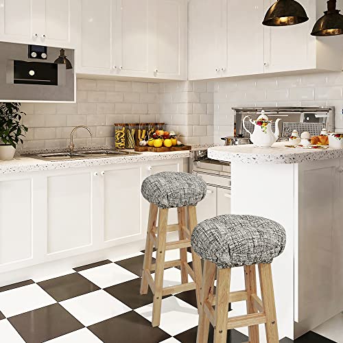 Sinosso Modern Linen Bar Stool Cushion Dia.13, Fashion Interweaving Design Anti-Skid Silicone Round Stool Seat Cushion Cover Padded (White, M,1) #TOP1