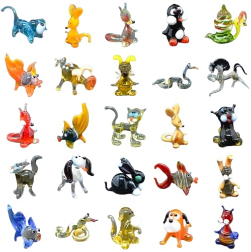 Amazon.com: Set of 50 Tiny Glass Animal Figurines (1”) – Hand