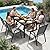 PATIOPIA 7-Piece Outdoor Dining Set, All Weather Patio Table and Chairs Set with Umbrella Hole for 6, Rectangular Steel Slat Table and 6 Textilene Chairs for Garden, Backyard, Poolside and Deck, Grey