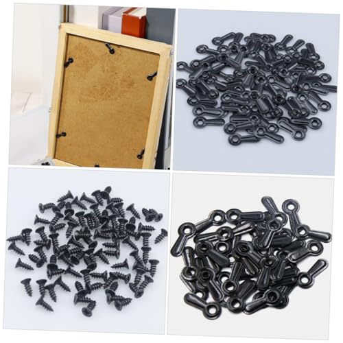 Image of 100pcs Picture Frame Backing Clips Screws Easy to Install Frame Hardware for Wall Art Versatile for Hanging Pictures Mirrors and Clocks